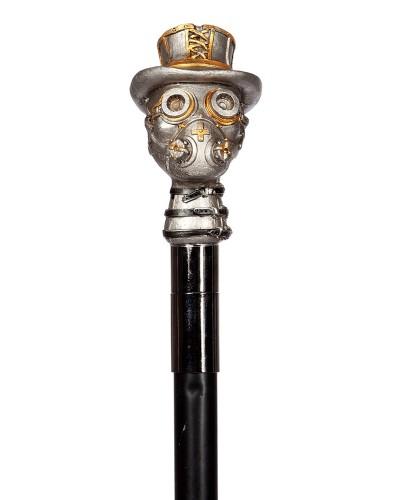 Canne steampunk avec tête sculptée