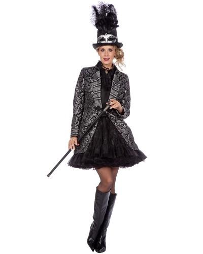 Veste luxueuse en brocart noir et argent femme