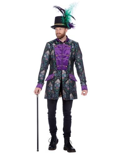 Veste luxueuse en jacquard vert et violet homme