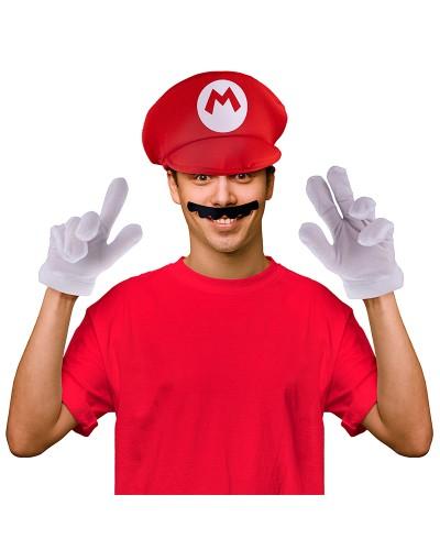 Set Mario Accessoires : Casquette, Gants et Moustache