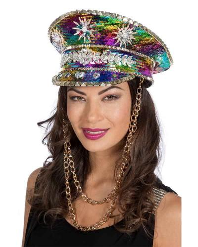 Casquette Burning Man multicolore avec chaîne