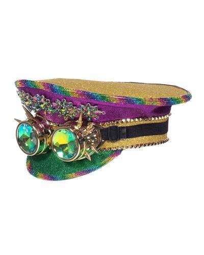 Casquette Burning Man multicolore avec lunettes