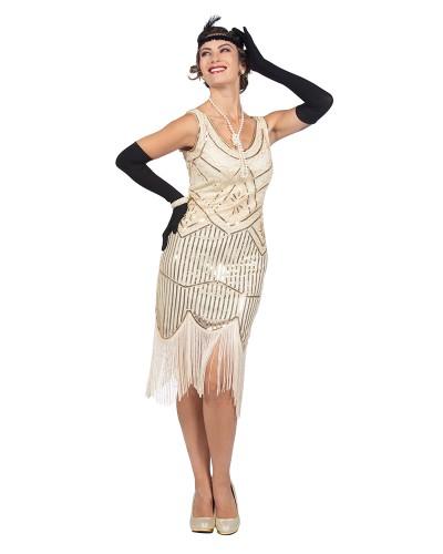 Déguisement Robe Charleston ivoire à franges