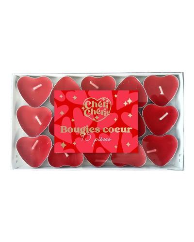Pack de 15 bougies cœur
