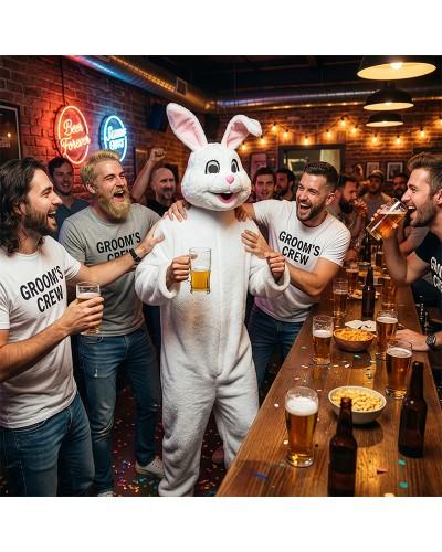 Mascotte Lapin blanc en peluche