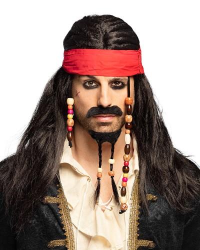 Perruque pirate Tobias avec bandana et barbe Adulte