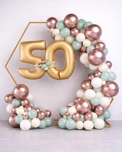 Arche hexagone ballons avec chiffres personnalisés