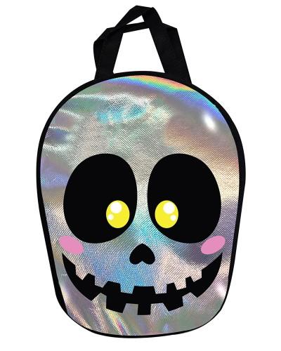 Sac crâne Halloween métallisé 36 x 28 cm