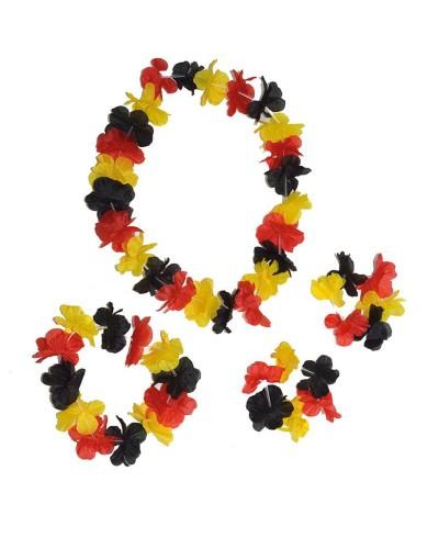 Set accessoires fleurs Belgique 4 pcs noir jaune rouge