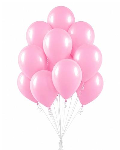Ballons rose bébé 12″ gonflés avec ficelle