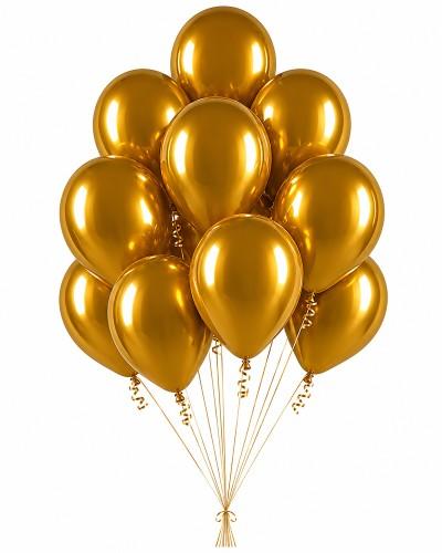 Ballons Or Brillant 12″ gonflés avec ficelle