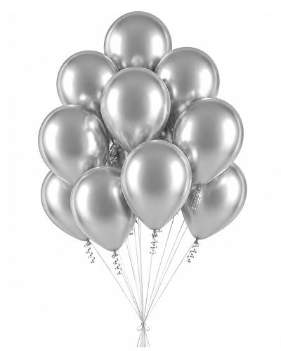 Ballons Argent Brillant 12″ gonflés avec ficelle