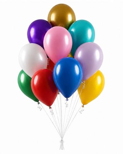 Ballons couleur aux choix 12″ gonflés avec ficelle