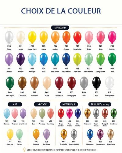 Ballons couleur aux choix 12″ gonflés avec ficelle