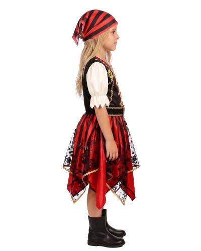 Déguisement pirate fille rouge et noir avec bandana