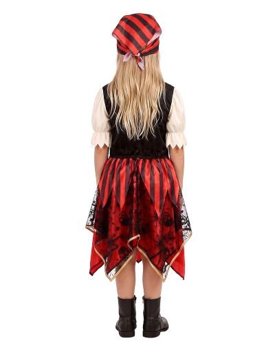 Déguisement pirate fille rouge et noir avec bandana