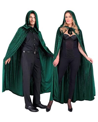 Cape à capuche en velours vert 140 cm