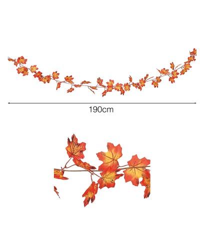 Guirlande de feuilles d’automne orange – 190 cm