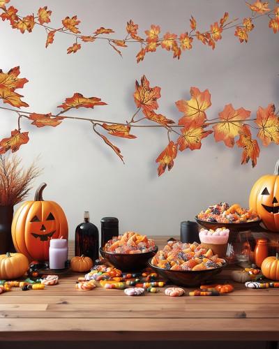 Guirlande de feuilles d’automne orange – 190 cm