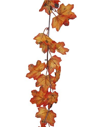 Guirlande de feuilles d’automne orange – 190 cm