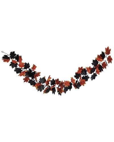 Guirlande de feuilles d’automne orange et noires – 200 cm