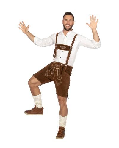 Déguisement Lederhosen court en cuir brun– Oktoberfest