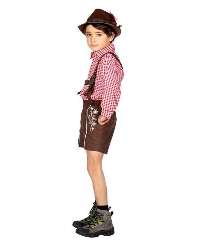 Chemise tyrolienne à carreaux bordeaux enfant garçon & fille – Tirol brun