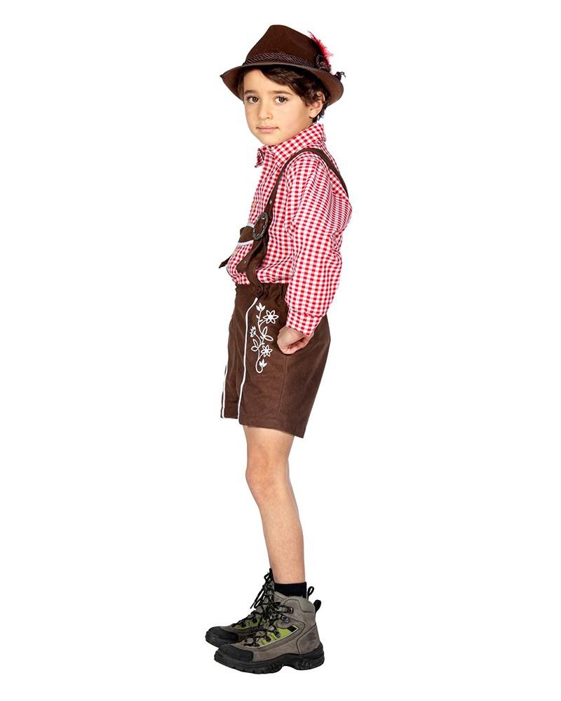 Chemise tyrolienne à carreaux bordeaux enfant garçon & fille – Tirol brun