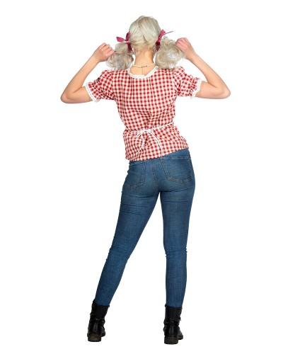 Blouse tyrolienne à carreaux bordeaux et blancs – Oktoberfest