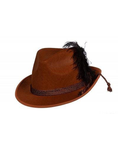 Chapeau tyrolien avec cordons et plume