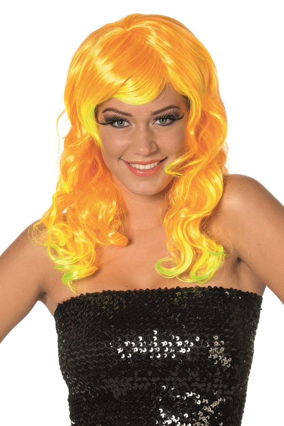 perruque orange longue