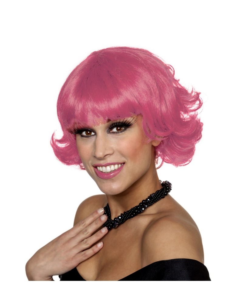 Perruque courte femme rose