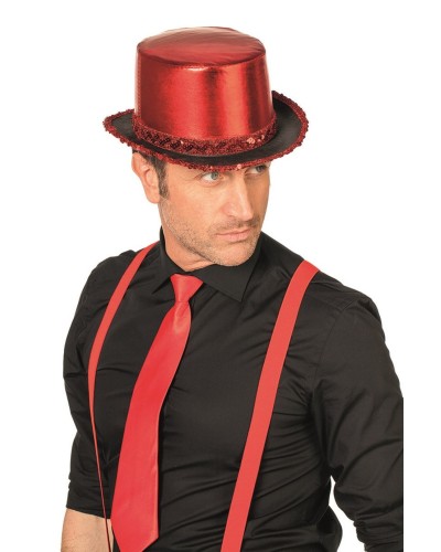 Chapeau haut lamé avec paillette rouge