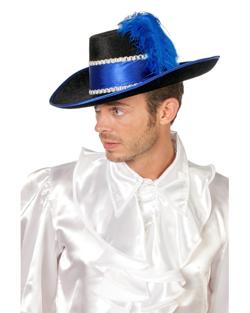 Chapeau mousquetaire bleu