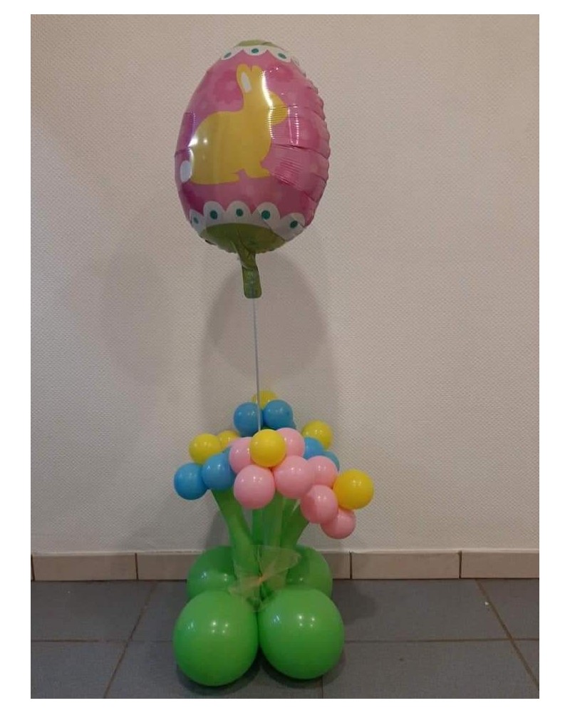 Base Ballon avec Fleurs + Ballon Hélium au Choix