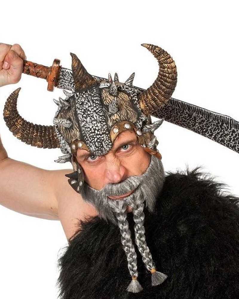 Barbe Viking grise avec tresses